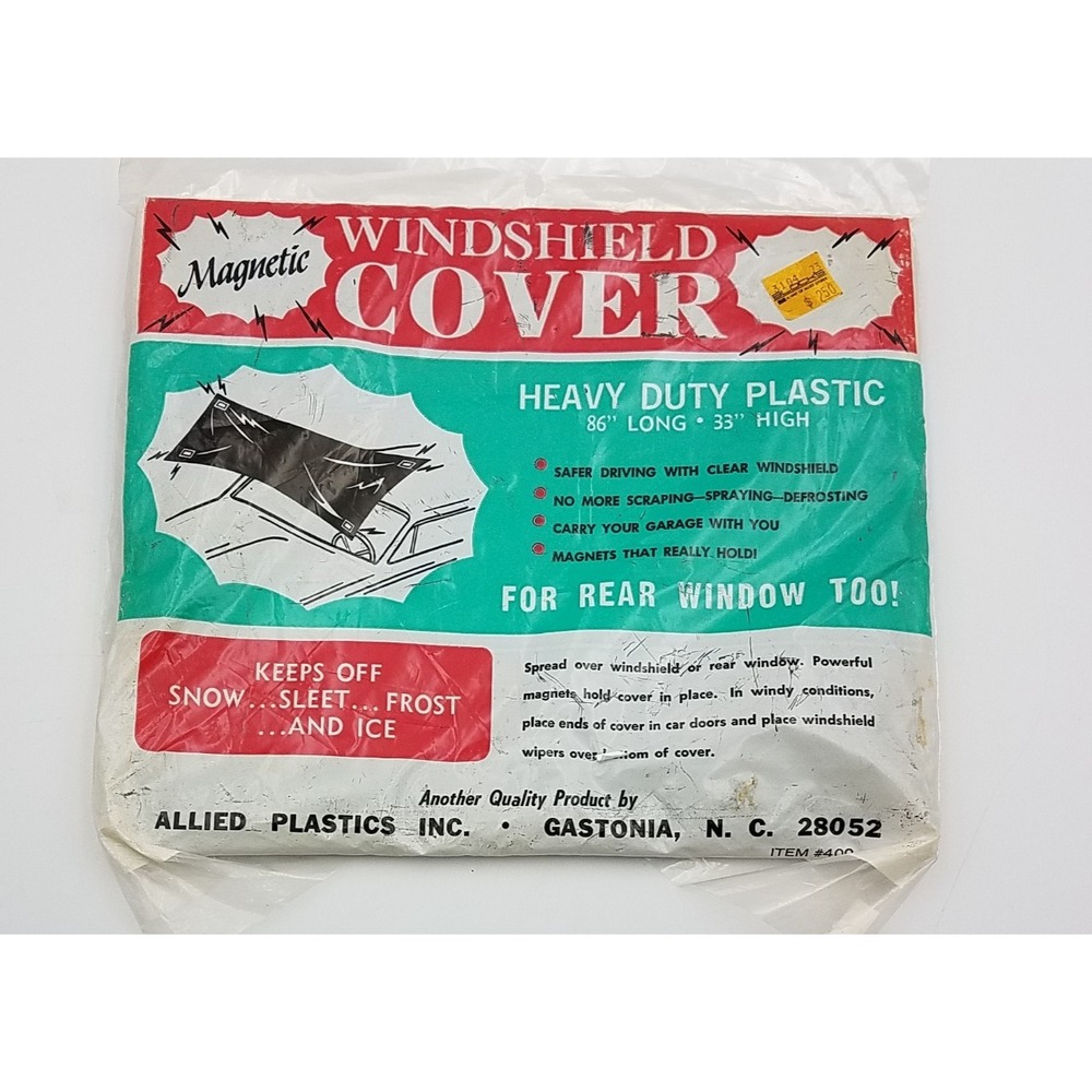 NOS‎ SEALED Vintage 1960s Magnetic Windshield Cover Heavy Duty Plastic 86" X 33"